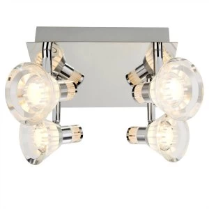 LED 4 Light Ceiling Spotlight Chrome, Clear