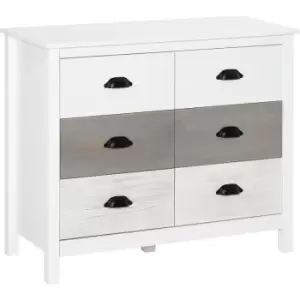 Chest of Drawers Home Bedroom Storage Cabinet 6-Drawer Unit, White Grey - Homcom