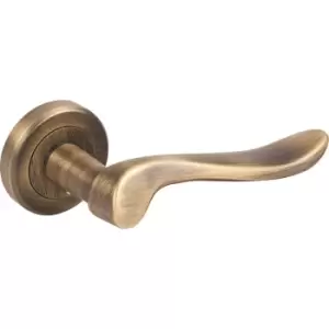 Serozzetta Verdun Lever On Rose Door Handles Antique (Pair) in Brass