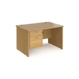 Office Desk Rectangular Desk 1200mm With Pedestal Oak Top And Panel End Leg 800mm Depth Maestro 25 MP12P2O