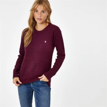 Jack Wills Tinsbury Merino Wool Cable Knitted Jumper - Red