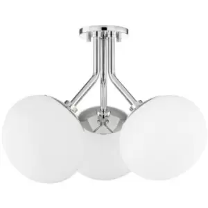 Estee 3 Light Semi Flush Polished Nickel, Glass