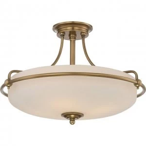 4 Light Semi Flush Ceiling Light Weathered Brass, E27