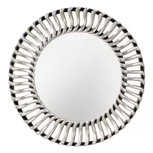 Cosmo Contemporary Round Mirror Black, Silver Circular Frame