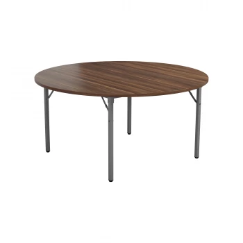 Circular Folding Table 1500 - Dark Walnut Top and Silver Legs