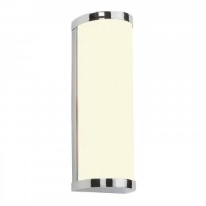 2 Light Bathroom Wall Light Chrome IP44 with Opal Glass, G9