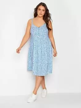 Yours Strappy Sundress Blue Ditsy, Blue, Size 24, Women