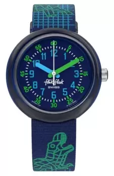 Flik Flak FPNP135 CYBEROZAURUS (31.85mm) Blue Dial / Blue Watch