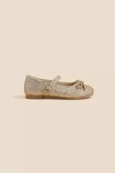 Glitter Bow Ballerina Flats