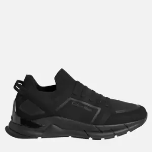 Calvin Klein Mens Leather Mix Running Style Trainers - Triple Black - UK 7