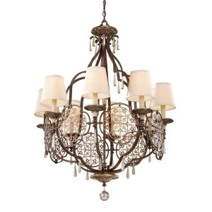 8 Light Multi Arm Chandelier British Bronze Finish, E27