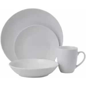 Premier Housewares Dinner Sets With 16 Pieces White Dinner Set With Different Sized Plates / Bowls / Mugs For Coffee At Dinners And Lunches / Made In