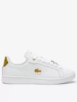 Lacoste Carnaby Pro Leather Trainers - White/Gold, Multi, Size 5, Women