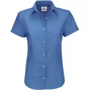 B&C Ladies Oxford Short Sleeve Shirt / Ladies Shirts (6XL) (Oxford Blue)