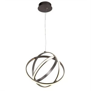 Integrated LED 1 Spherical Ceiling Pendant Brushed Satin Nickel, White