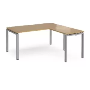 Bench Desk Add On Return Desk 1600mm Oak Tops With Silver Frames Adapt