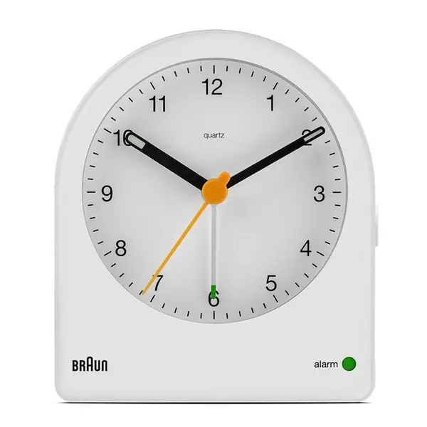 Braun Classic Analogue Alarm Clock with Snooze and Conti - White One Size