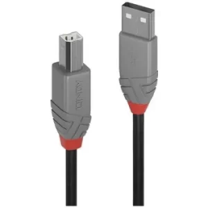 LINDY USB cable USB 2.0 USB-A plug, USB-B plug 1m Black 36672