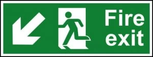 Fire Exit Arrow Down/Left Sign Rigid 1mm PVC Brd