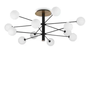 Cosmopolitan 12 Arm Multi Arm Semi Flush Ceiling Light Black