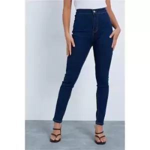 I Saw It First Dark Denimwash Petite Basic High Waisted Disco Skinny Jeans - Blue