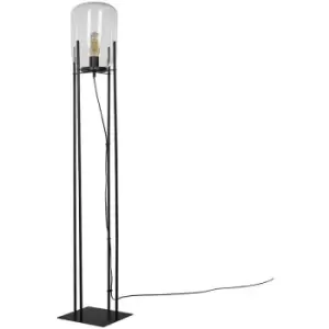 Minisun - Black Metal Floor Lamp Base Glass Capsule Lampshade - No Bulb