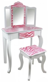 Teamson Kids Fashion Prints Vanity Table Stool Pink Zebra