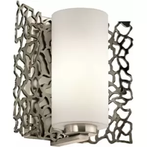 Loops - Wall Light Curved Open Metal Back/Tubular Glass Shade Front Pewter LED E27 100W