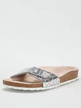 Birkenstock Madrid Metallic Flat Sandals - Silver