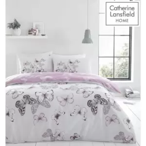 Scatter Butterfly Easy Care King Duvet Set Heather - Multicoloured - Catherine Lansfield