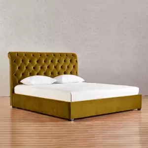 Envisage Trade - Kelist Upholstered Beds - Plush Velvet, Double Size Frame, Mustard - Mustard