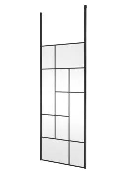 Hudson Reed 900mm Abstract Frame Wetroom Screen With Ceiling Posts - Matt Black