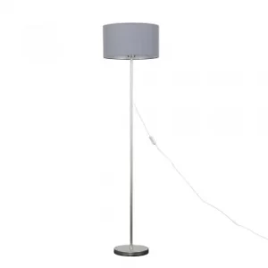 Charlie Brushed Chrome Floor Lamp with Large Dark Grey Reni Shade