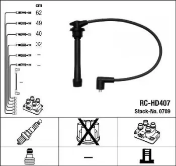 NGK RC-HD407 Ignition Lead Set NTK Inductive Resistor 4 Circuit