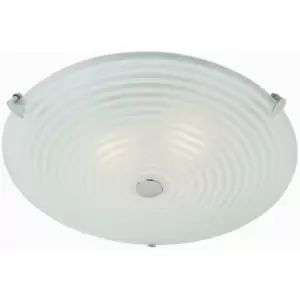 Loops - Flush Ceiling Light Frosted/Clear Glass & Chrome Plate 2 x 40W E14 candle