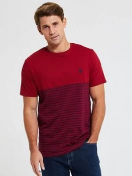 U.S. Polo Assn. U.s Polo Assn Fade Stripe Ringer T-Shirt, Red, Size S, Men