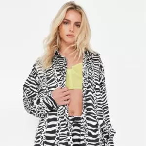 Missguided Petite Oversized Shirt Coord Animal - Multi