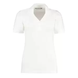 Kustom Kit Ladies Sophia ComfortecA V-Neck Short Sleeve Polo Shirt (8) (White)