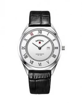 Rotary Rotary Limited Edition First World War Centenary White Dial with Poppy Detail Black Leather Strap Watch, One Colour, Men