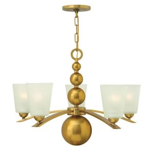 5 Light Multi Arm Chandelier Vintage Brass Finish, E27