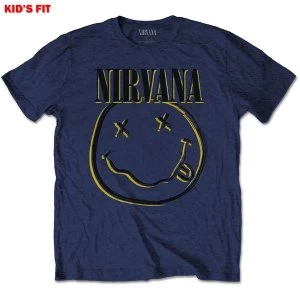 Nirvana - Inverse Smiley Kids 7 - 8 Years T-Shirt - Blue