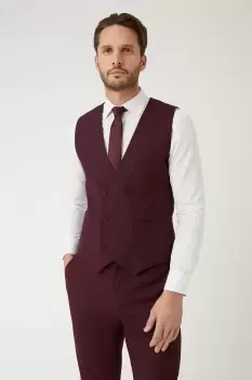 Mens Skinny Fit Burgundy Waistcoat