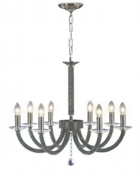 Ceiling Pendant Chandelier 8 Light Black Chrome, Crystal