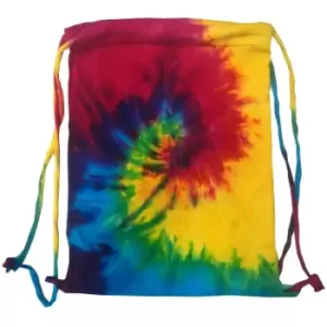 Colortone Tie Dye Sports Drawstring Tote Bag (One Size) (Reactive Rainbow) - Reactive Rainbow