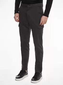 Calvin Klein Sateen Stretch Slim Fit Cargo Pants, Black, Size 30, Inside Leg Regular, Men