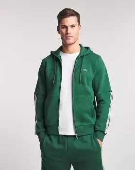 Lacoste Mens Branded Bands Zippered Fleece Hoodie Size 8 - 3XL Green