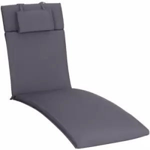 Outsunny - Garden Sun Lounger Cushion Replacement Thick Sunbed Reclining Chair Relaxer Pad with Pillow - Grey