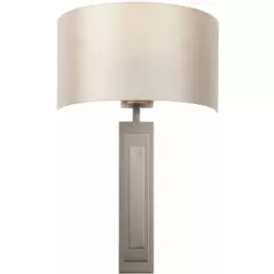 Loops - Brushed Bronze Plated Wall Light & Mink Satin Half Shade - 1 Bulb Dimmable Lamp