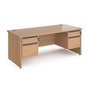 Dams International Straight Desk with Beech Coloured MFC Top and Graphite Frame Panel Legs and 2 x 2 Lockable Drawer Pedestals Contract 25 1800 x 800