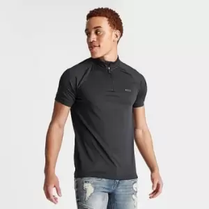 Mens Hugo Boss Zip-Neck Perforated Polo Shirt